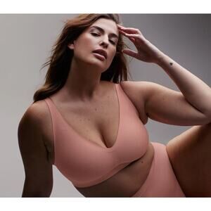 Knix Padded V-Neck Evolution Bra pink ginger NWT sz 7+ /36F